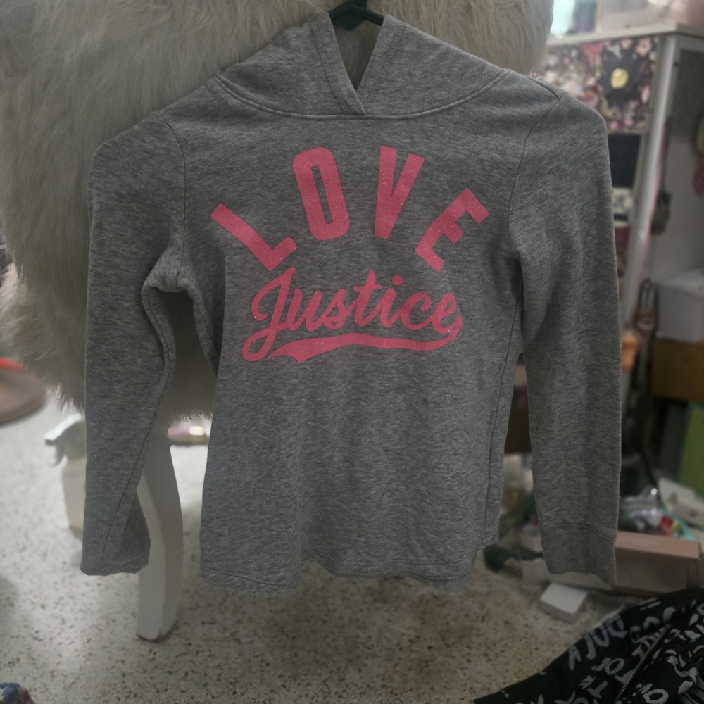 Justice Heather Gray Long Sleeve with Pink Graphic